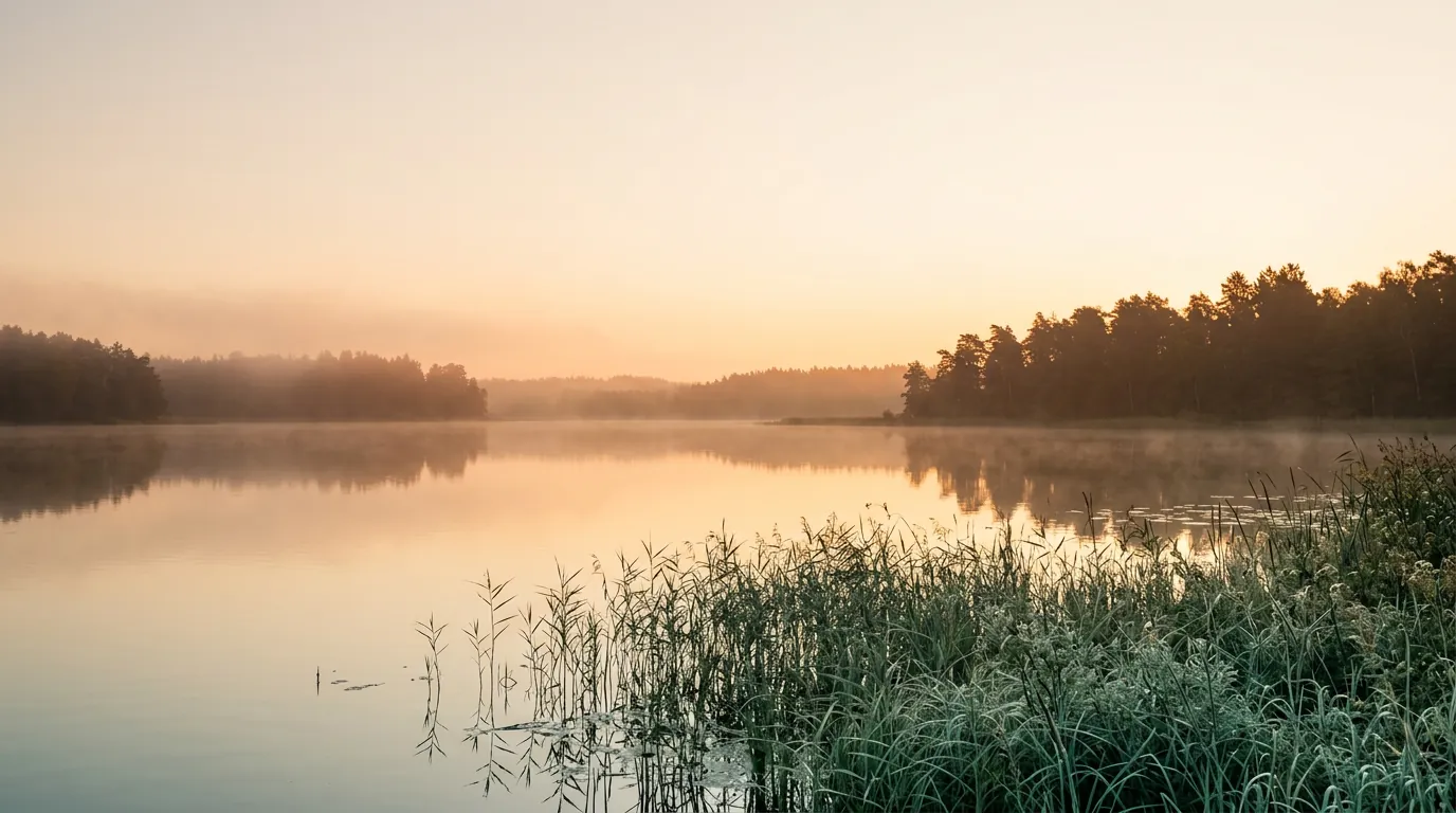 Lac de montagne paisible au lever du soleil, symbole de sérénité et de reconnexion à la nature